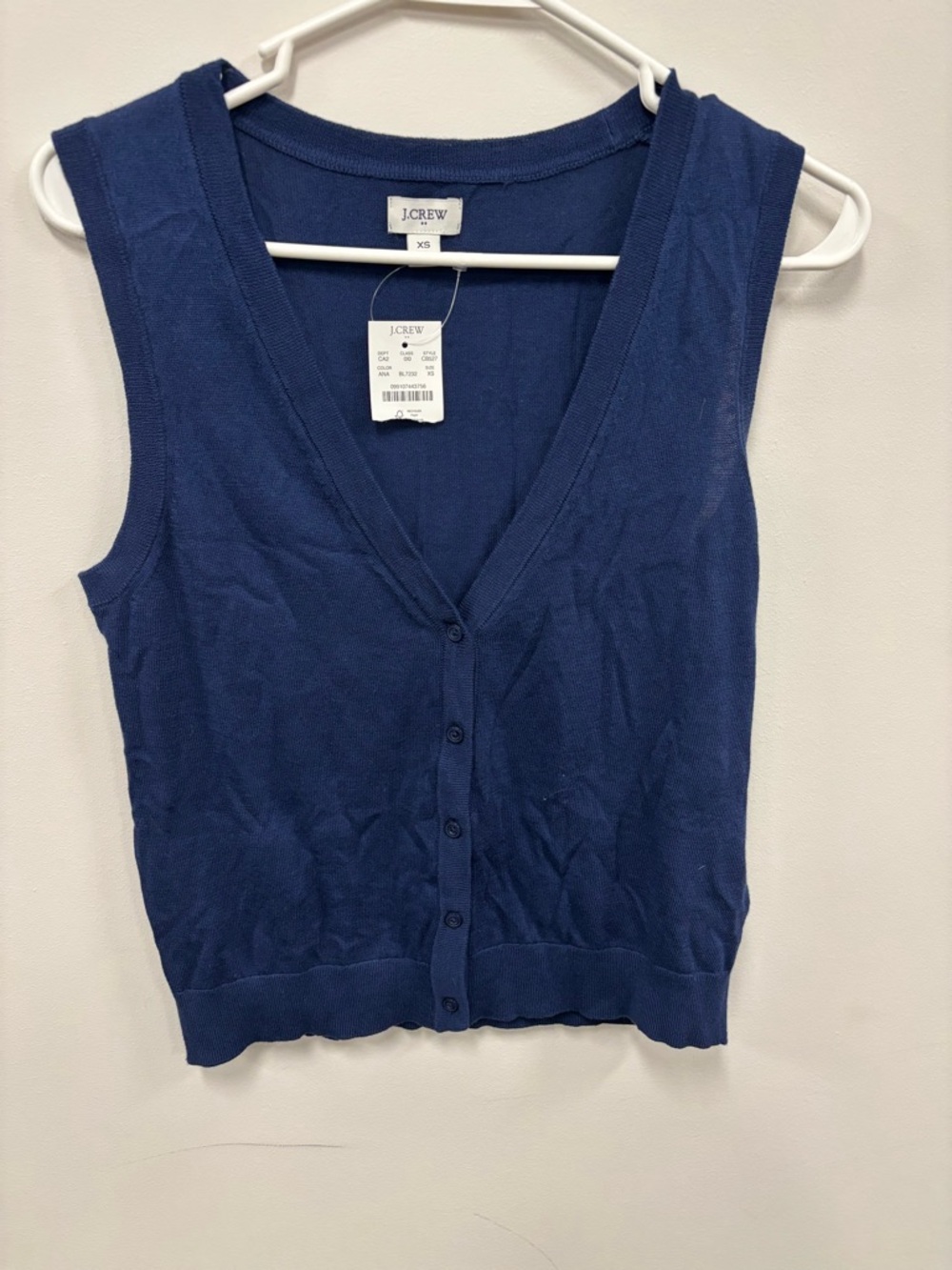 J.Crew Navy Blue Sleeveless Button-Front Knit Vest
